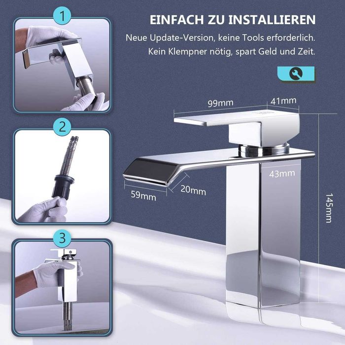 Bateria łazienkowa wodospad chrom BRAK oringa Przecena