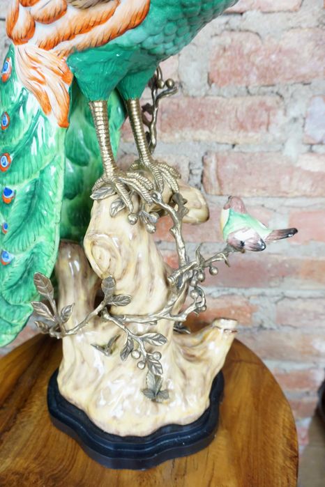 DOSTOJNY paw duża figura porcelanowa okuta brązem wys65cm