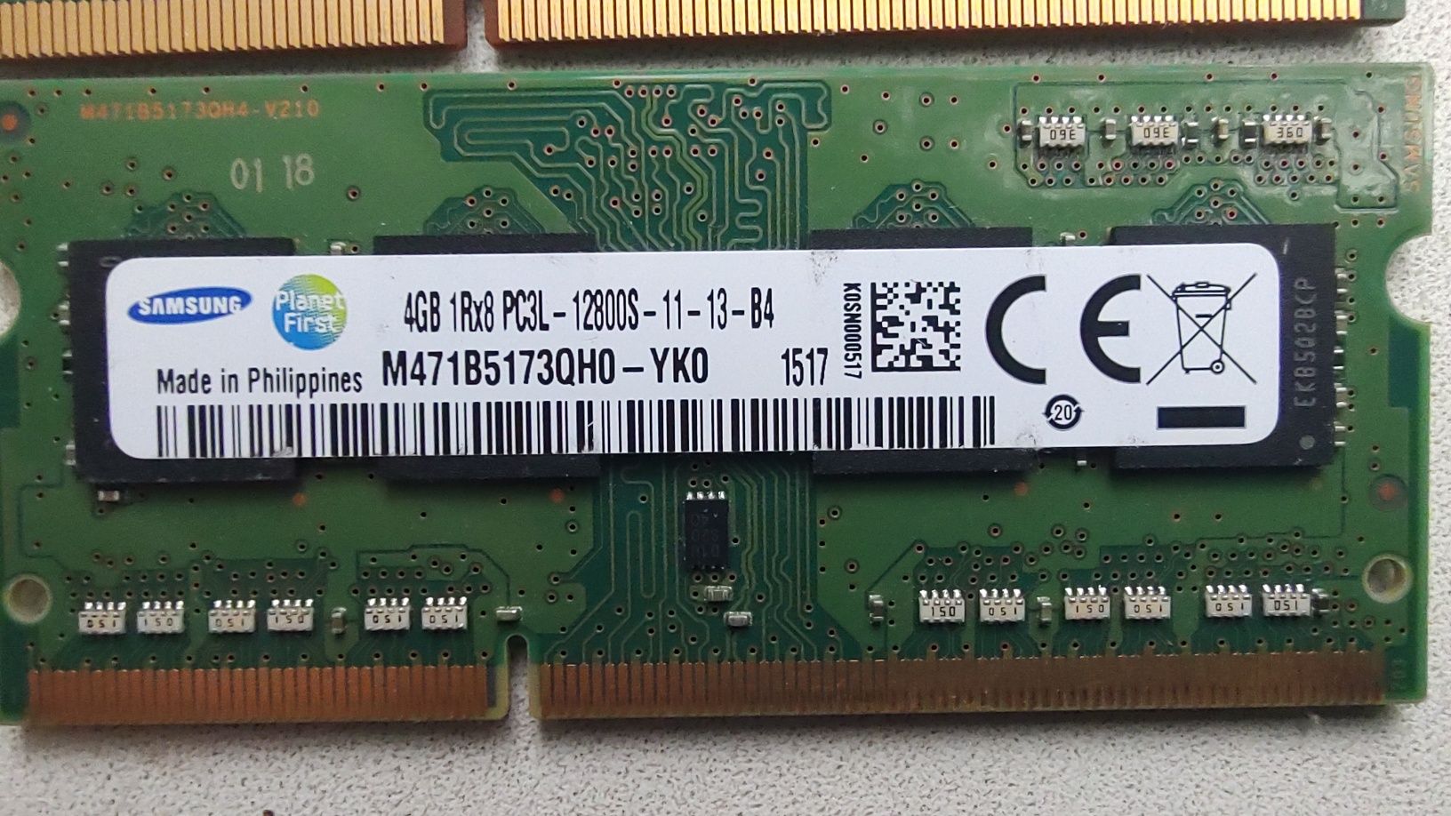 SO-DIMM DDR3 PC3L-1600 4 ГБ Samsung для ноутбука, гарантия