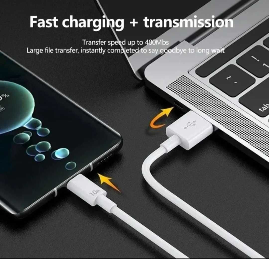 Кабель Xiaomi 10A для быстрой зарядки. 67w 120w шнур зарядное