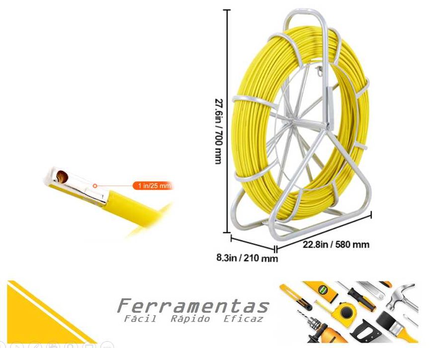 Guia passa cabo 130mt fibra ótica - Novo