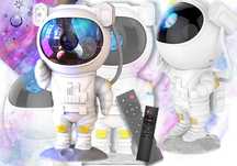 PROJEKTOR GWIAZD ASTRONAUTA Lampka Nocna Rzutnik Led Laserowy Biały