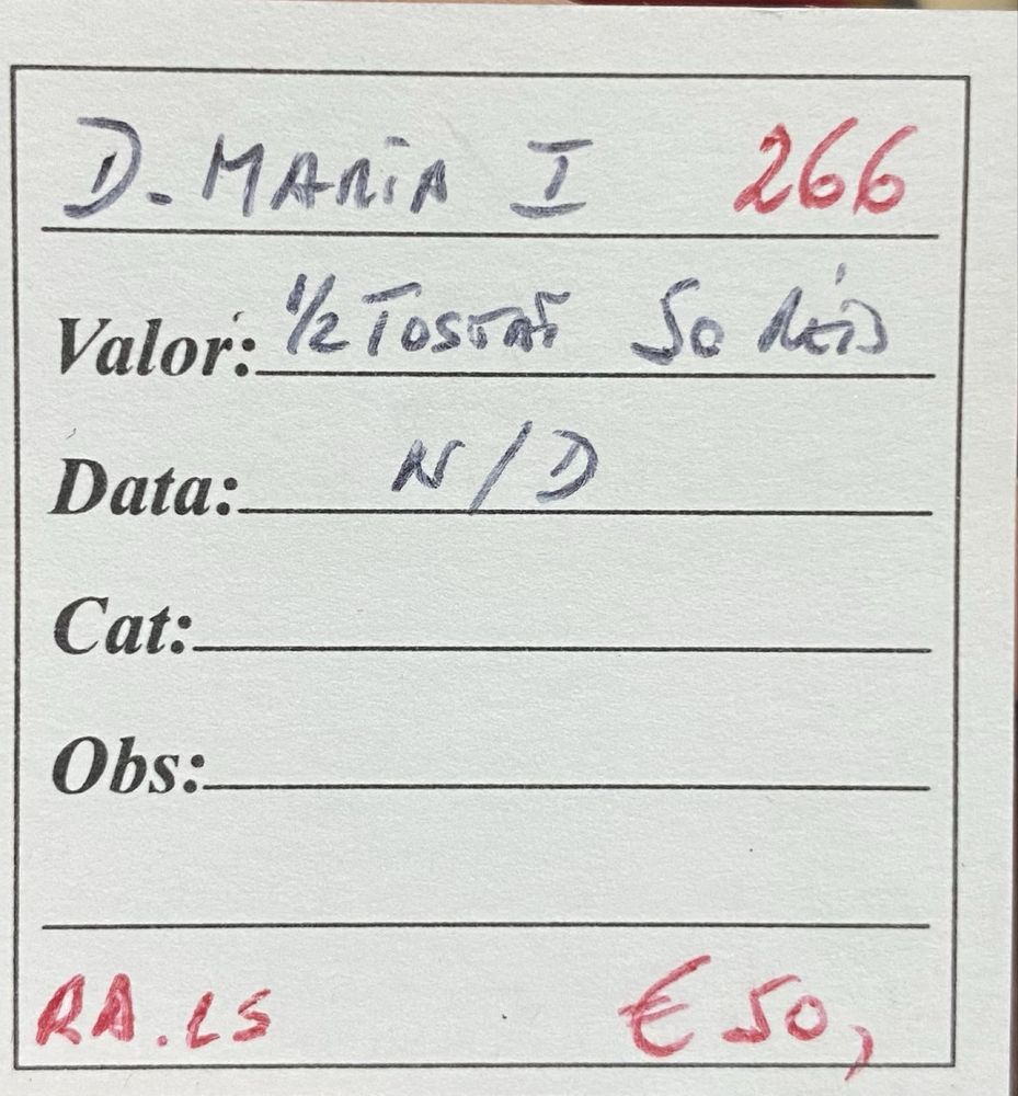 Moeda 1/2 Tostao 50 Reis D MARIA I