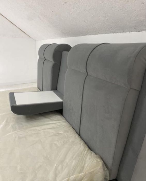 Ліжко двохспальне з матрацом і підйомним механізмом у велюрі