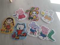 Puzzle duże kolorowe świnka Peppa Adelka kicia kocia, stan idealny