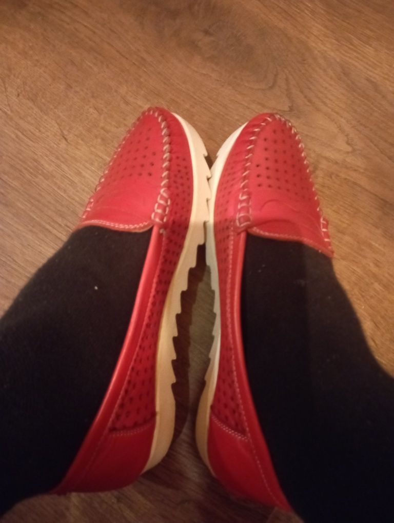 Туфли женские, кожа, размер 38, цвет красный