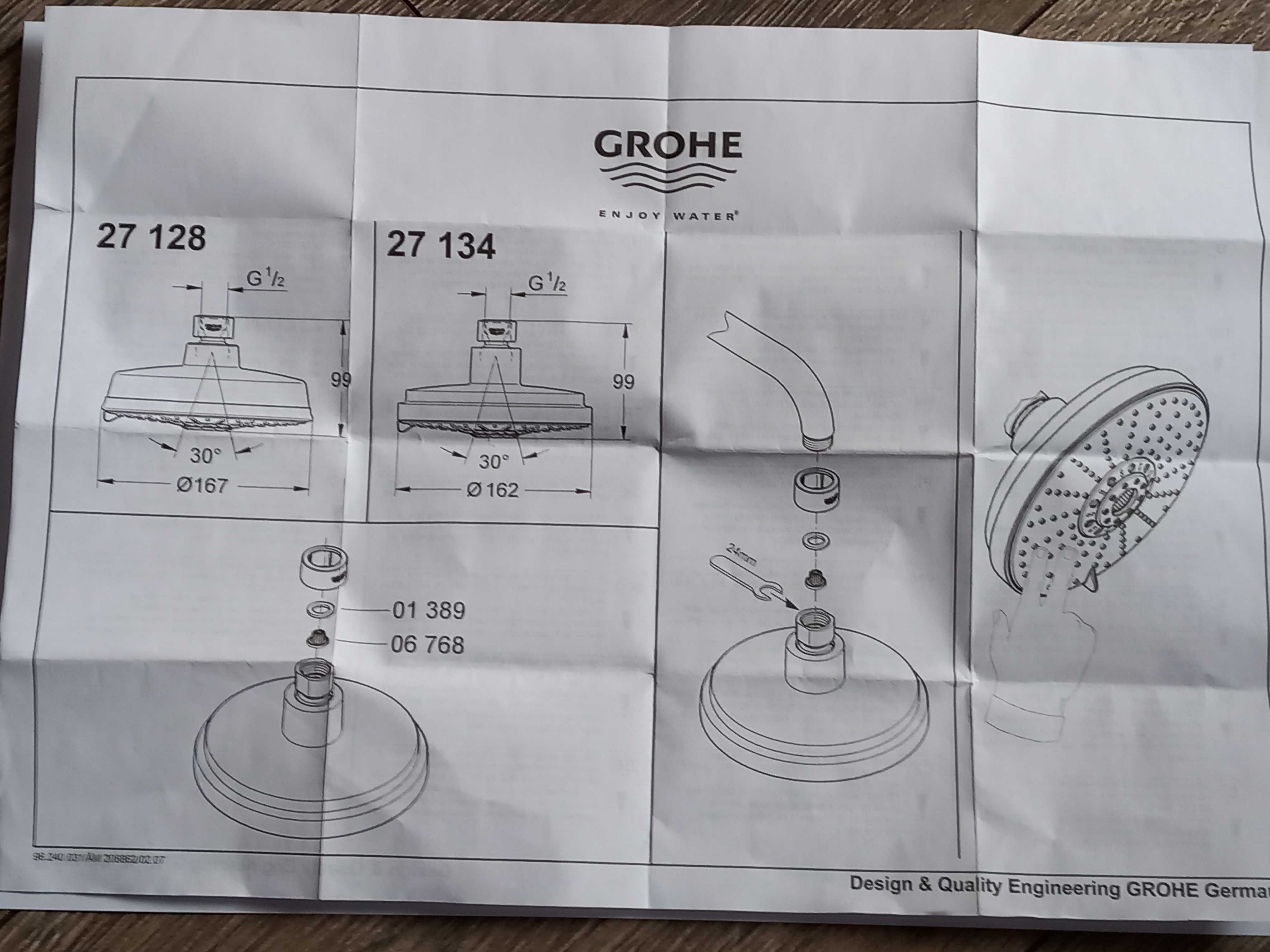 Deszczownica Grohe Rainshower Cosmopolitan - 4 strumienie *nowa*OEM