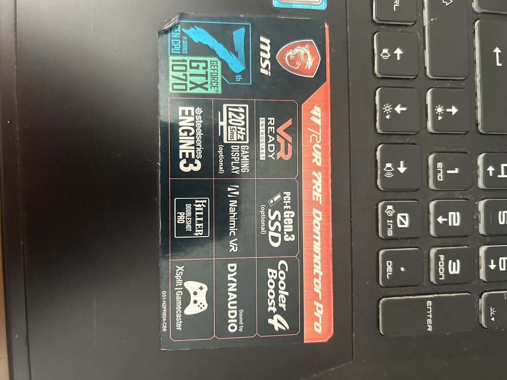 Computador MSI portatil GT72VR 7RE Dominator Pro
