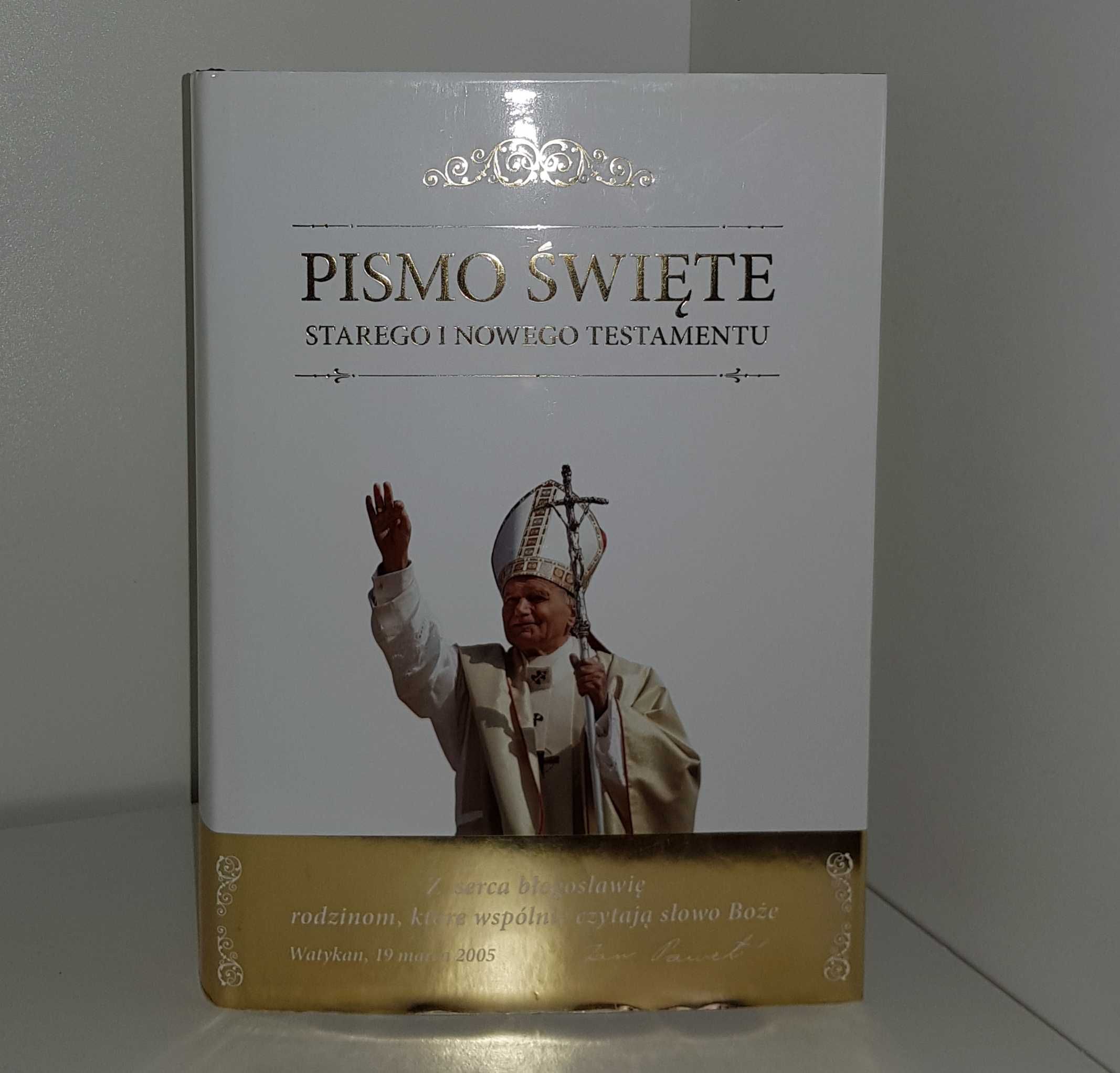 Nowa przepiękna duża Biblia format A4 Papież Jan Paweł II komunia