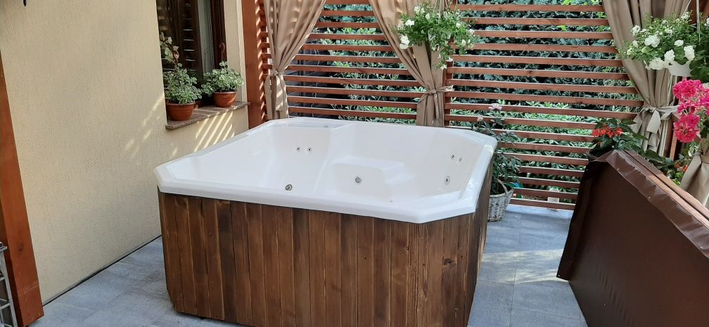 Jacuzzi piec opalany drewnem ze stali nierdzewnej balia beczka 5 os