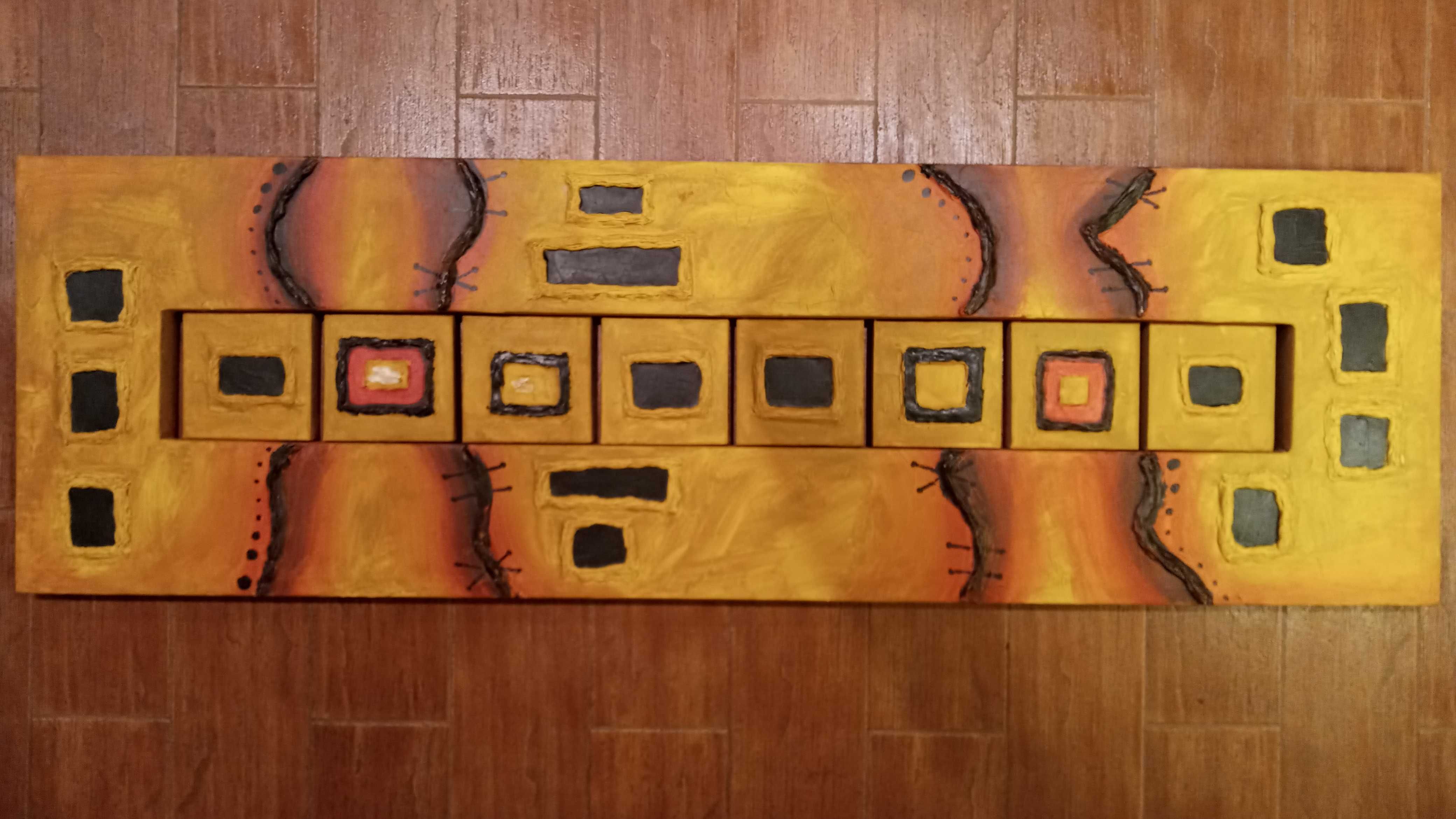 Quadro de autor a óleo com relevo
