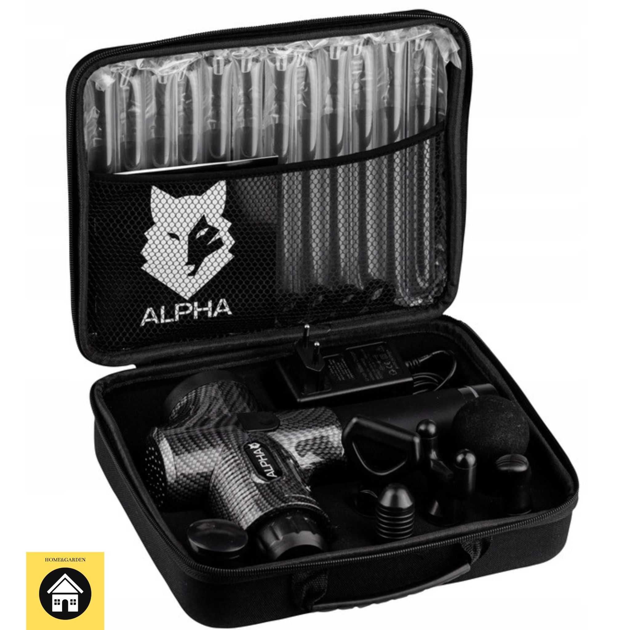 Pistolet do masażu AMG 01 Alpha Masażer 8 głowic + Walizka