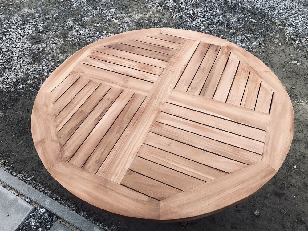 Stół Ogrodowy Okrągły Drewno Teak ( 100cm ) Mebleogrodoweteak.pl