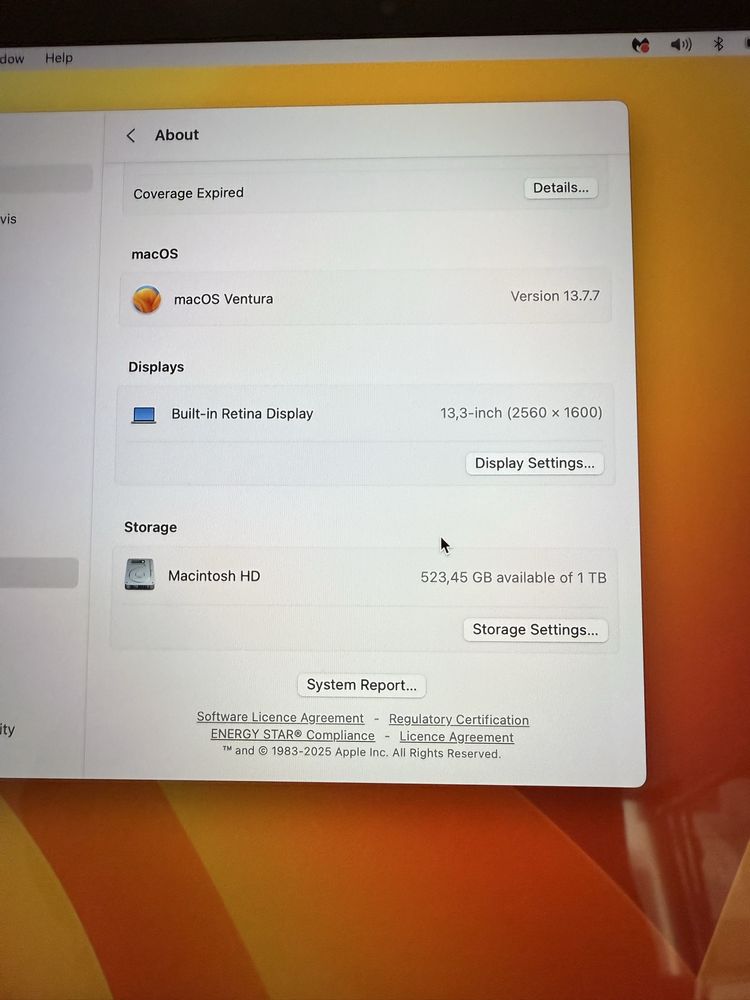 Macbook Pro 13’’ Silver i7, 8GB, 1TB SSD