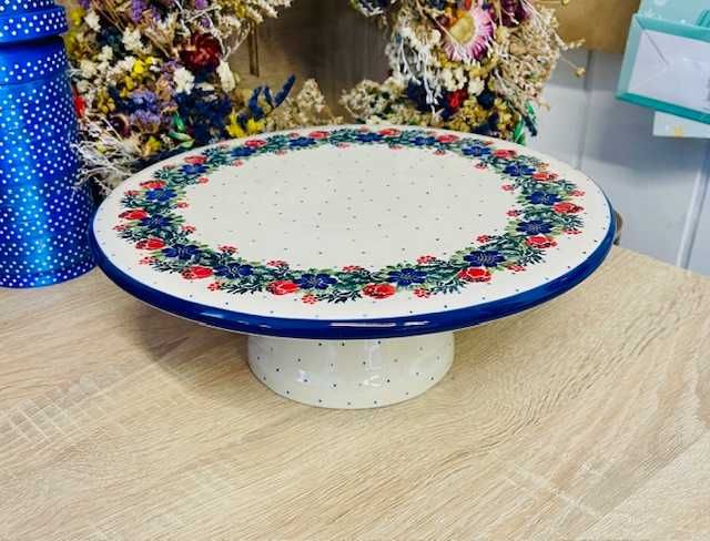 Ceramika Bolesławiec. Patera na stopce 28 cm (830)