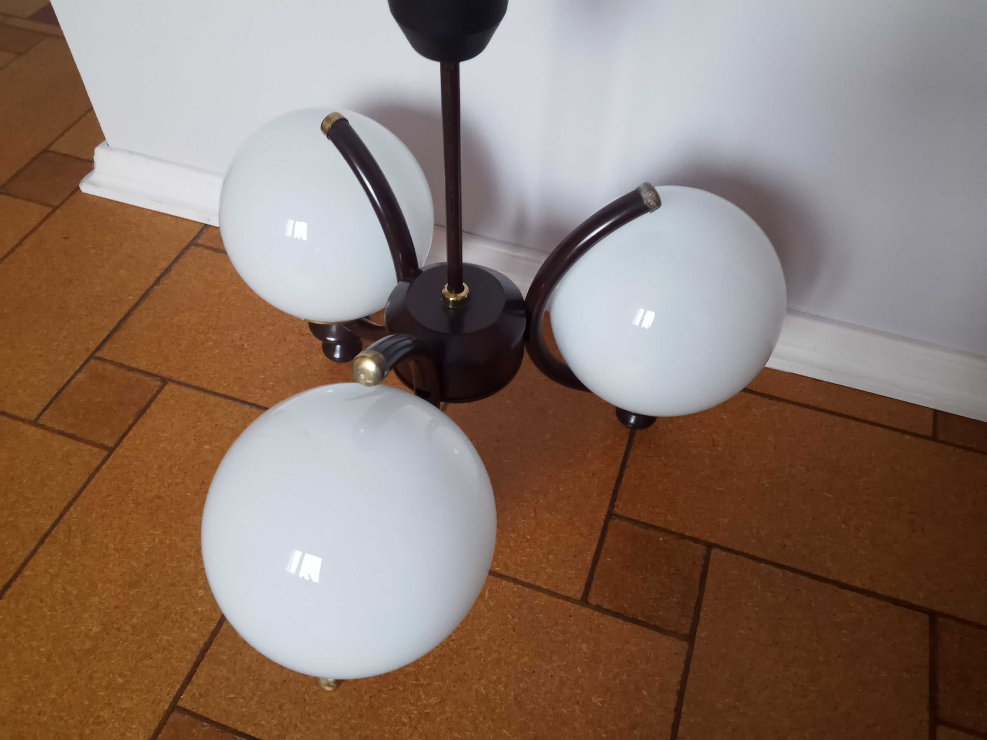 Żyrandol Lampa sufitowa + Kinkiet Szkło Komplet ELSAN Retro