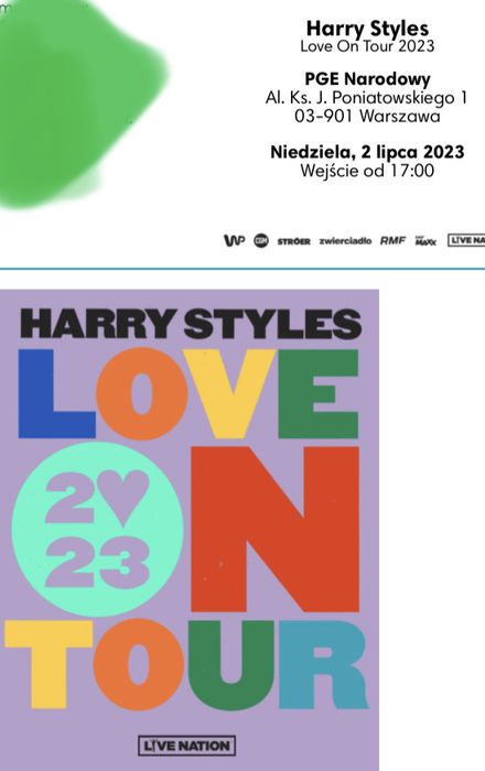 Harry Styles bilet 2.07 Narodowy
