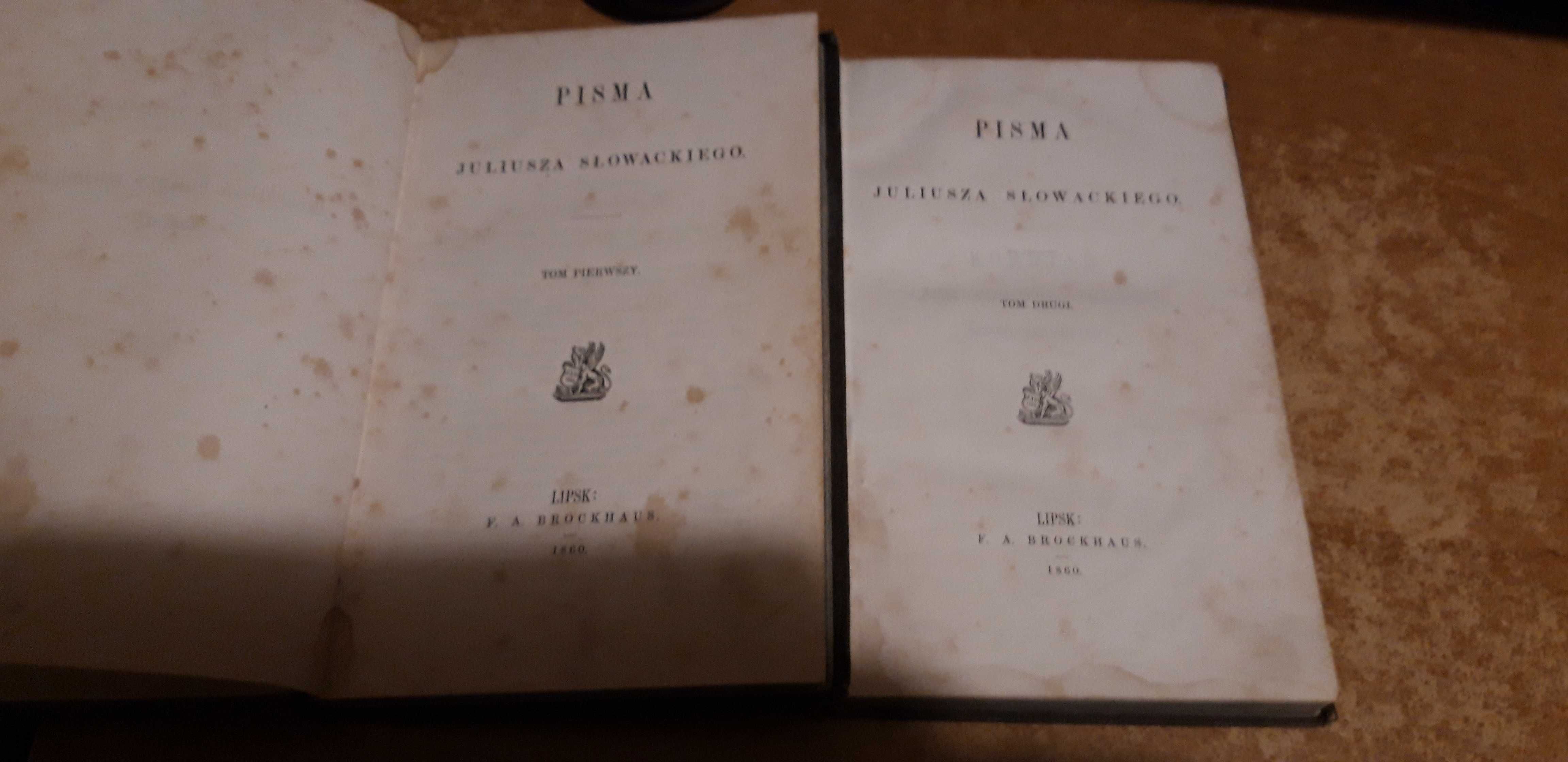 Pisma Juliusza Slowackiego,T.1-2 -Lipsk 1860,opr.,2vol.