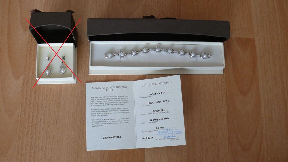 APART bransoletka srebrna z perłami i cyrkoniami. Próba 925