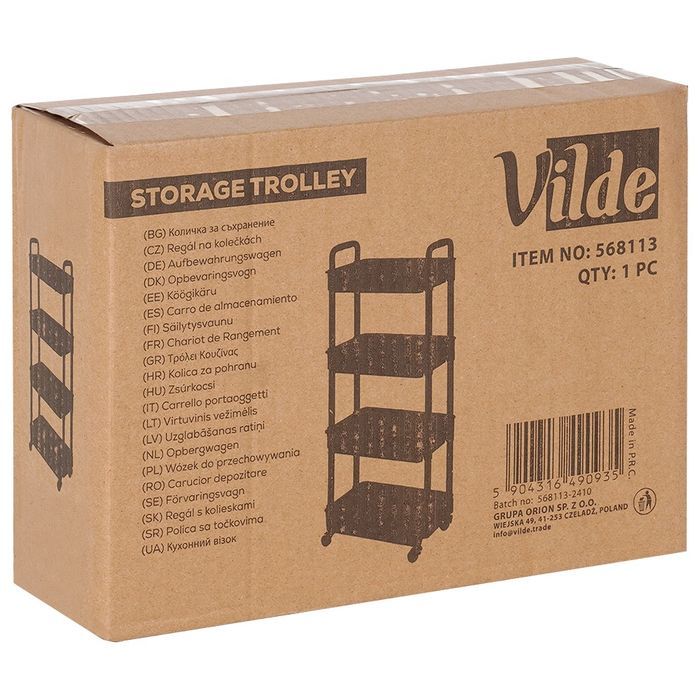 Regał łazienkowy na kółkach czarny 4-poziomowy 30x21x86 cm