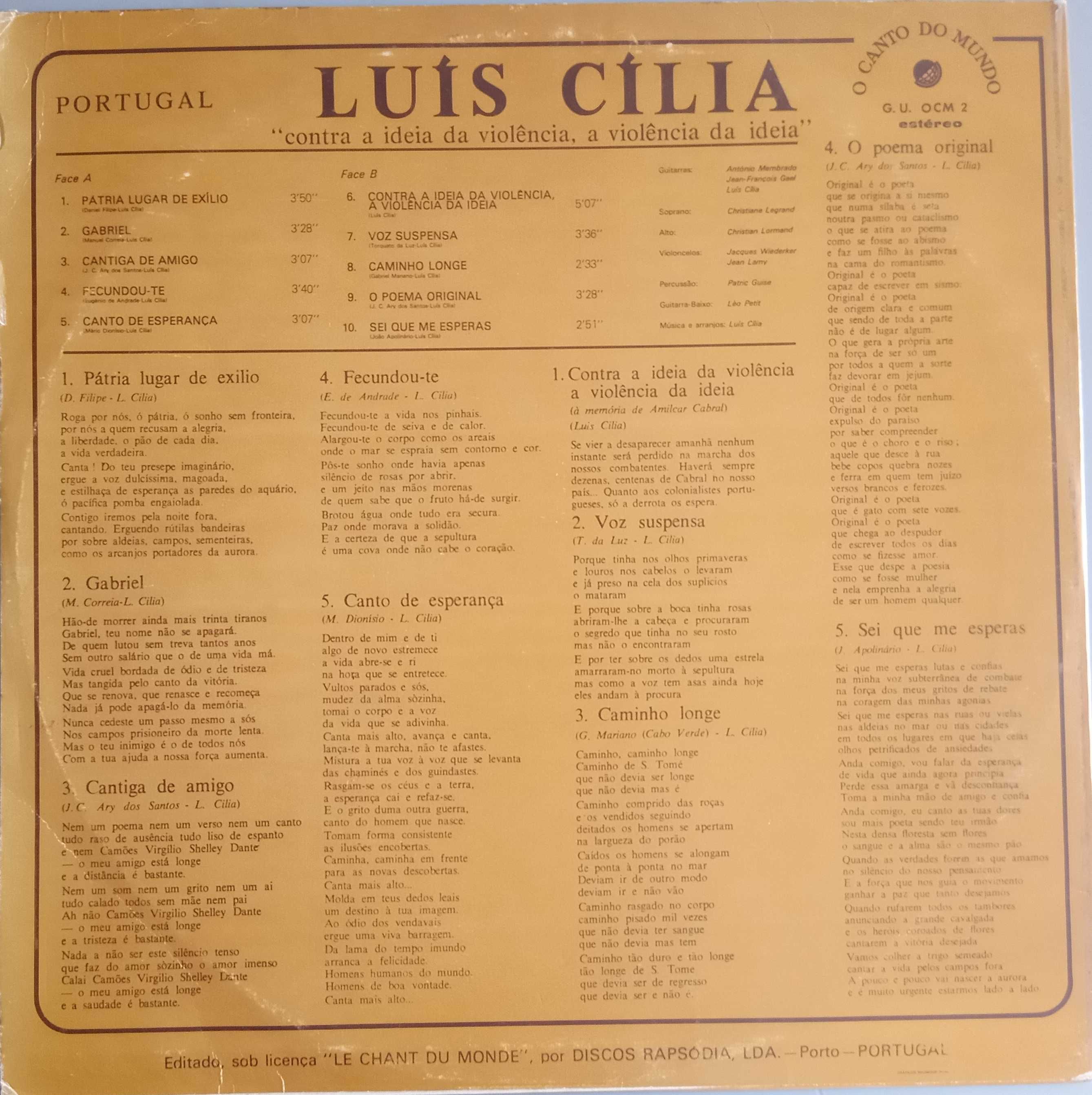 Luís Cília	- - - - -	Contra a Ideia da Violência, A Violência ...	- LP