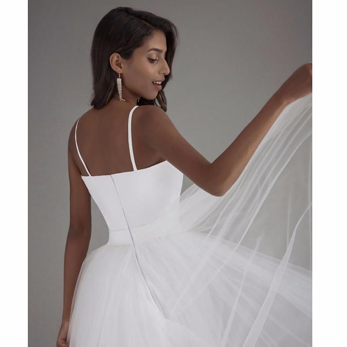 suknia ślubna prosty biały tiul satyna 40 L, 44 XXL