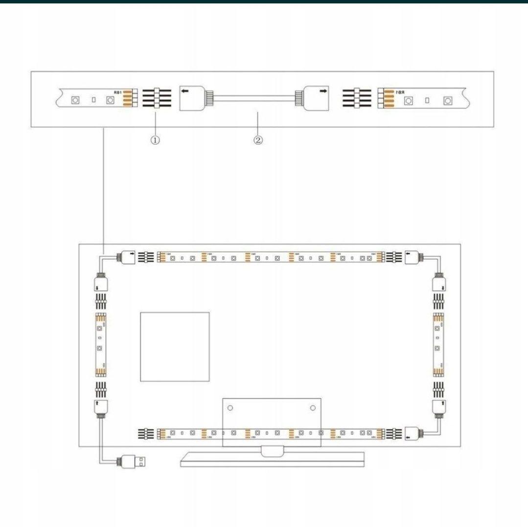 Podświetlenie TV Taśma LED RGB 4x 50 cm USB pilot
