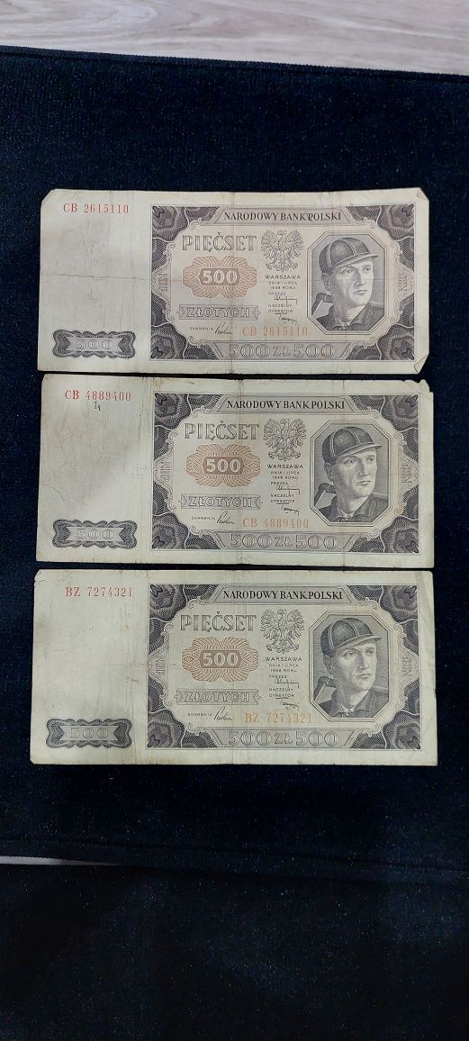 Banknot 500 złotych . 1948 r. górnik