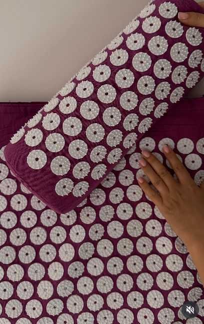 Массажный коврик с подушкой игольчатый/Аппликатор Кузнецова/Фиолетовый