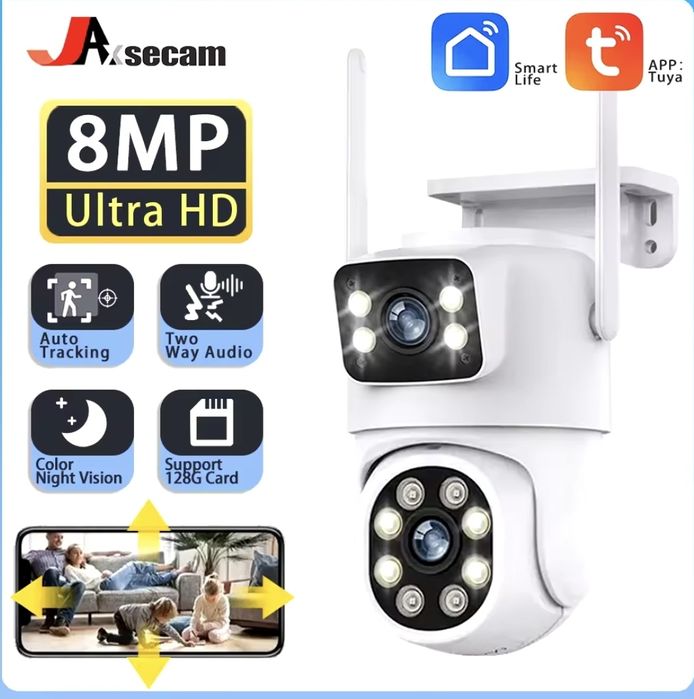 Kamera wifi TUYA 8MP podwójny obiektyw kamera bezpieczeństwa z Polski