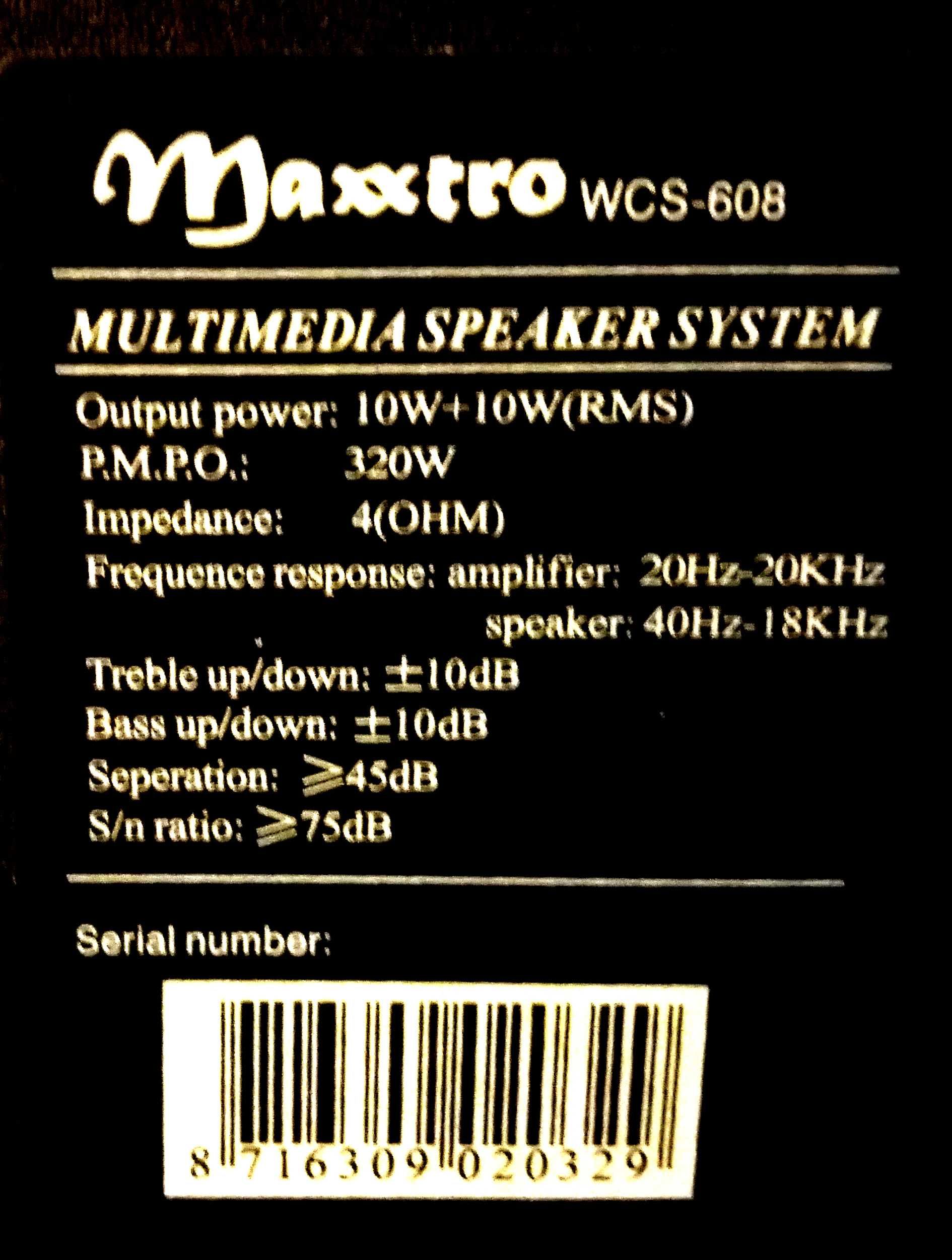 Колонки Maxxtro WCS-608 (10.0 Ватт) 2.0, mini-jack (3.5 мм).
