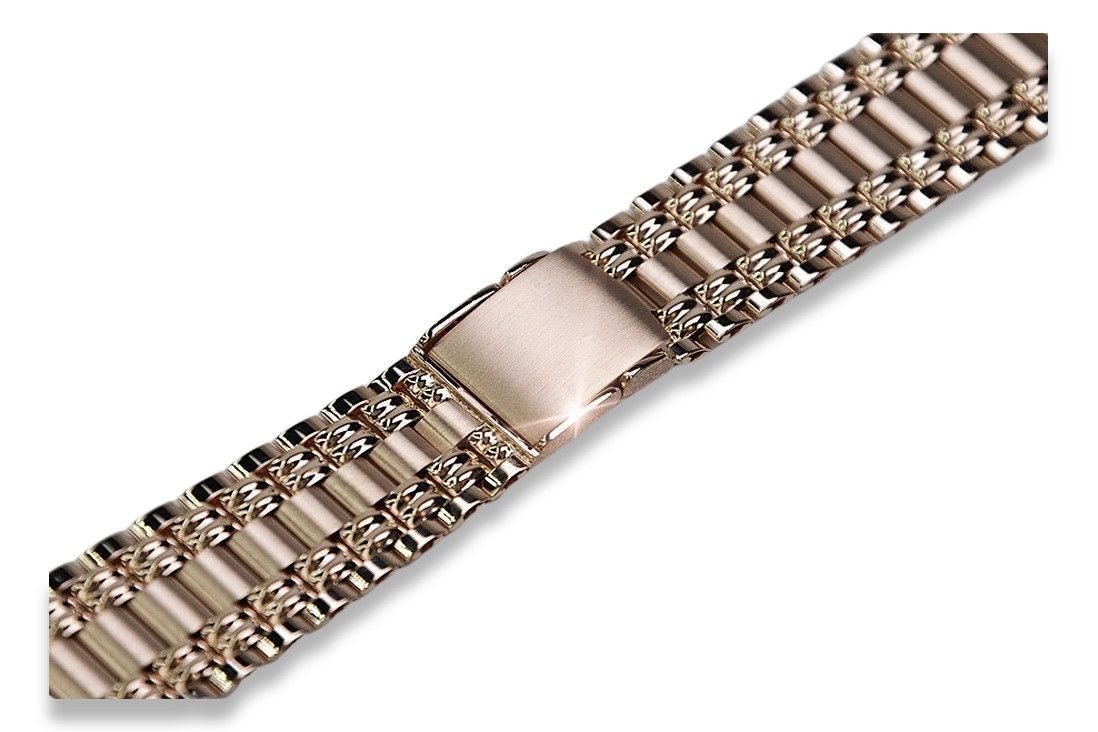 Bransoleta do zegarka męska z czerwonego 14k różowego złota mbw009r P