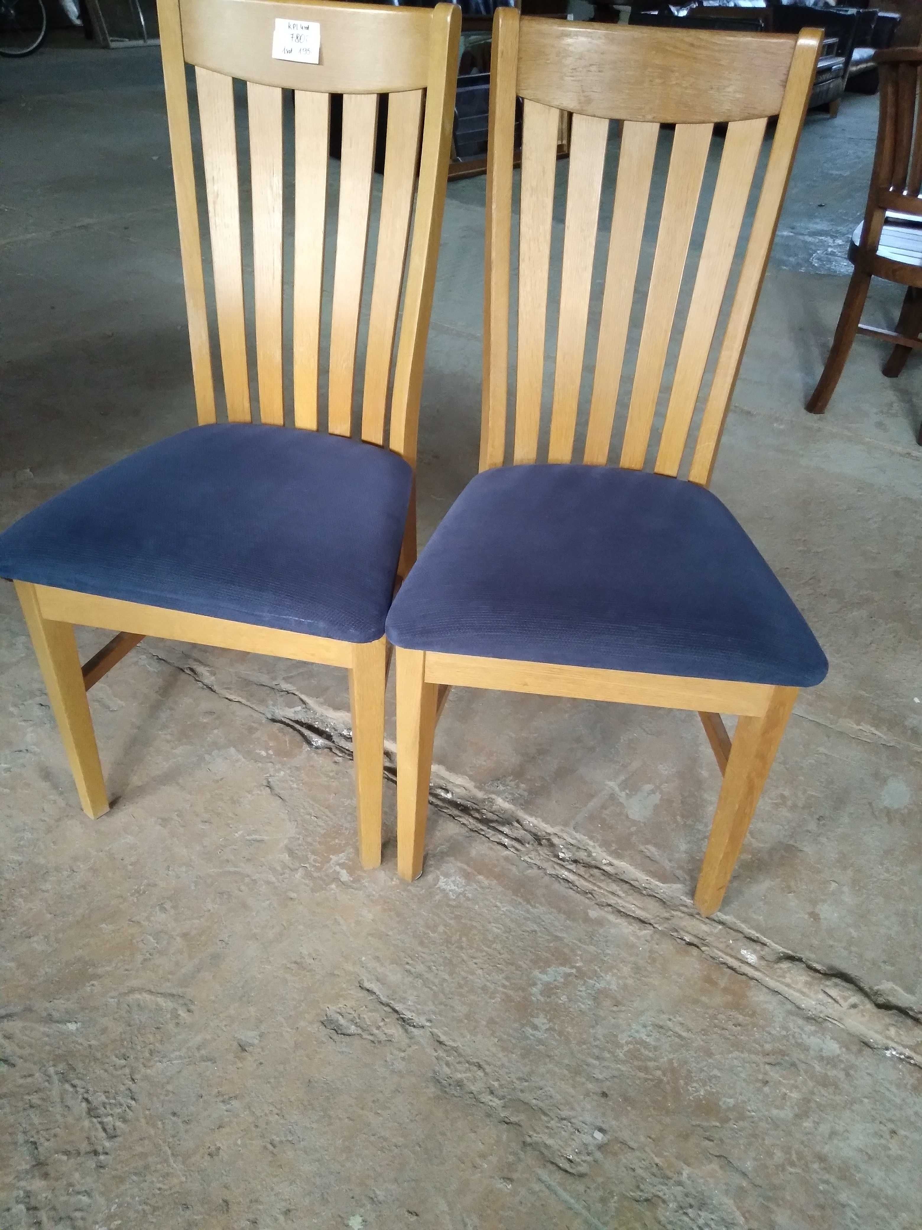 Komplet 4 krzeseł krzesła drewniane dębowe tapicerowane FV DOWÓZ
