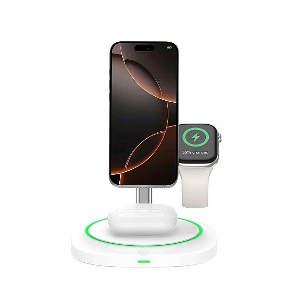 Tech-Protect Qi15W-A46/3In1 Magnetic Magsafe Wireless Charger White