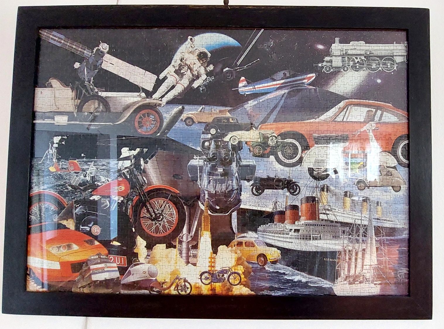 Quadro puzzle emoldurado (madeira e vidro)