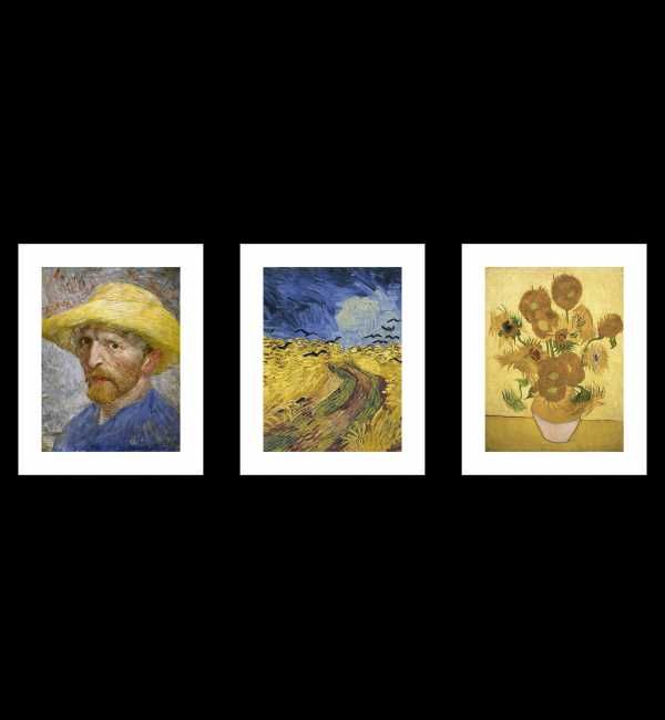 Żółte Plakaty Van Gogh, Autoportret, Ptaki na Polu i Słoneczniki