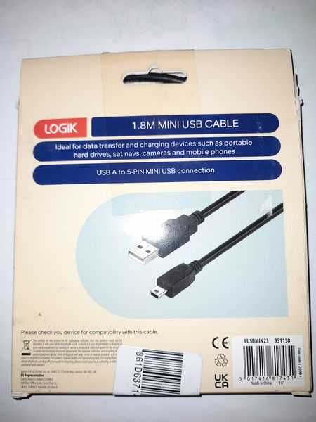 Kabel LOGIK  USB A na USB Mini-B - 1,8 m