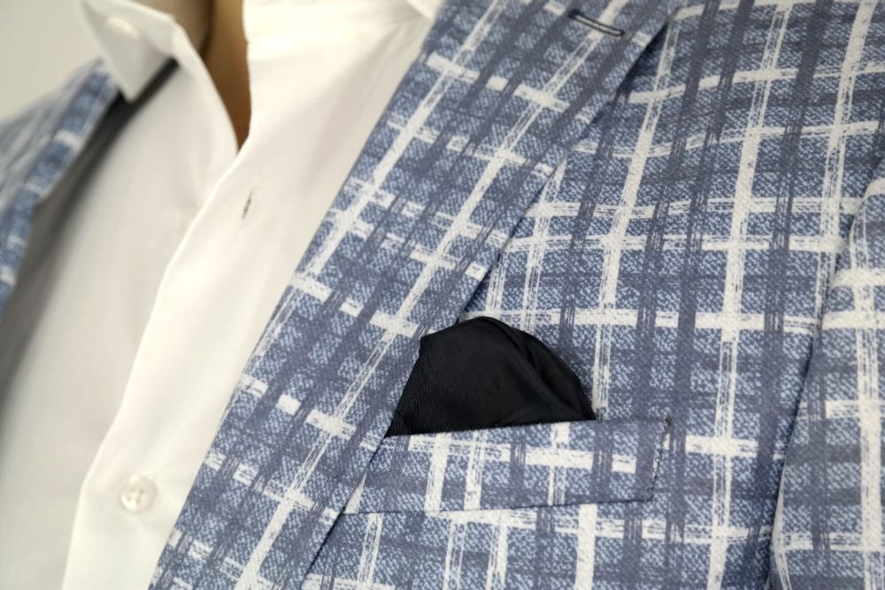 GIOVANNI PERA Marynarka męska krata dżins aksamit niebieska 54 L/XL