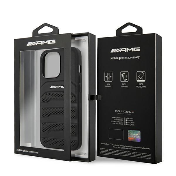 Etui Hardcase Skórzane AMG do iPhone 14 Pro 6,1" - Czarny