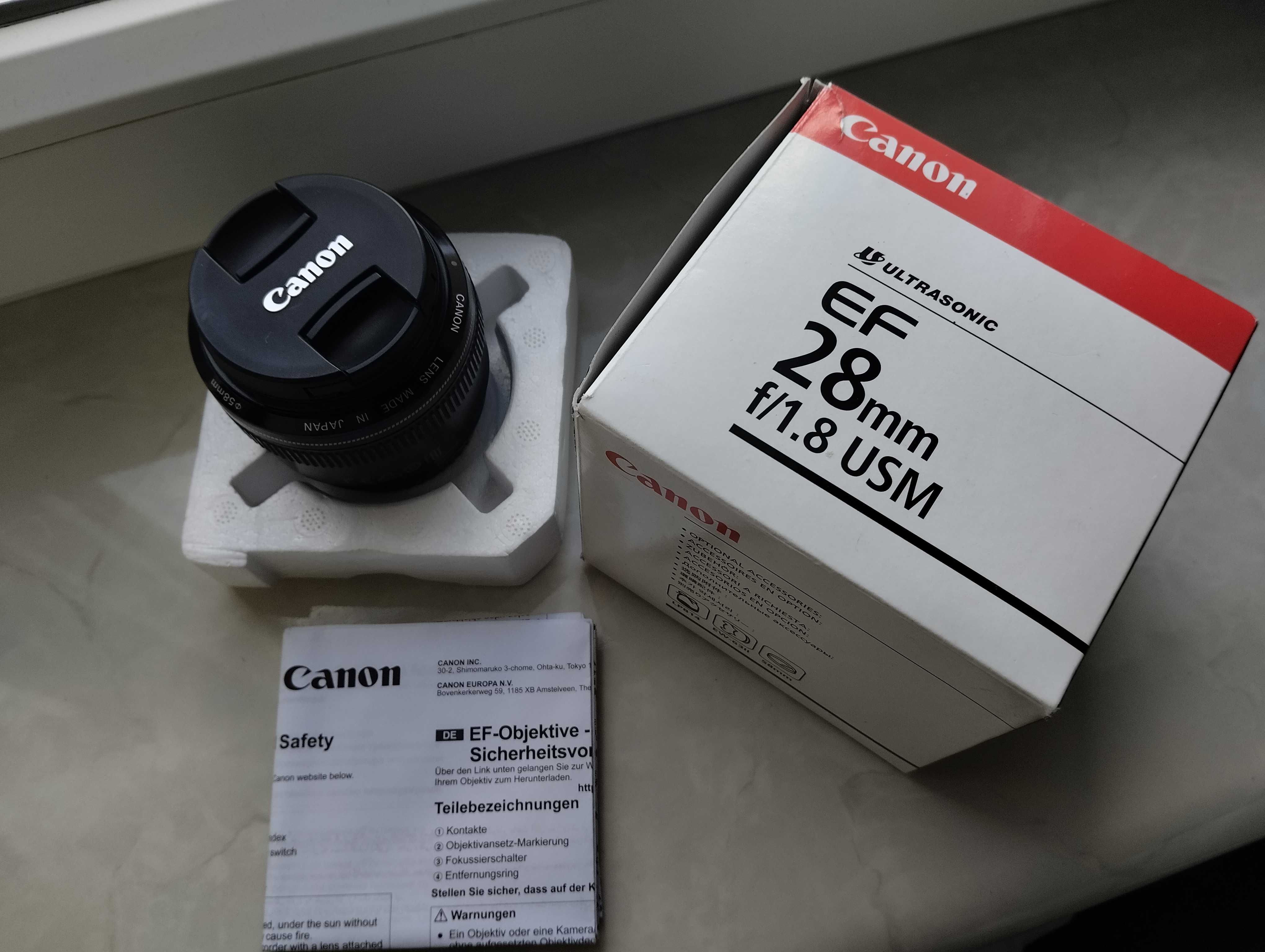 Обєктив Canon EF 28mm f/1.8 USM фікс. Заводський комплект