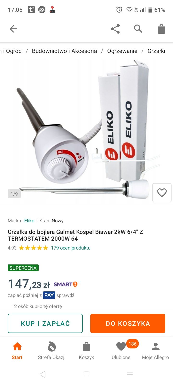 Grzałki 2 szt. Do bojlera 2000W