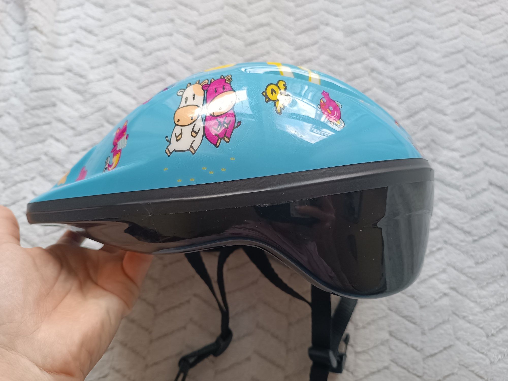 Kask dziecięcy dziewczęcy niebieski rowerowy rozmiar M obwód 52-53 cm