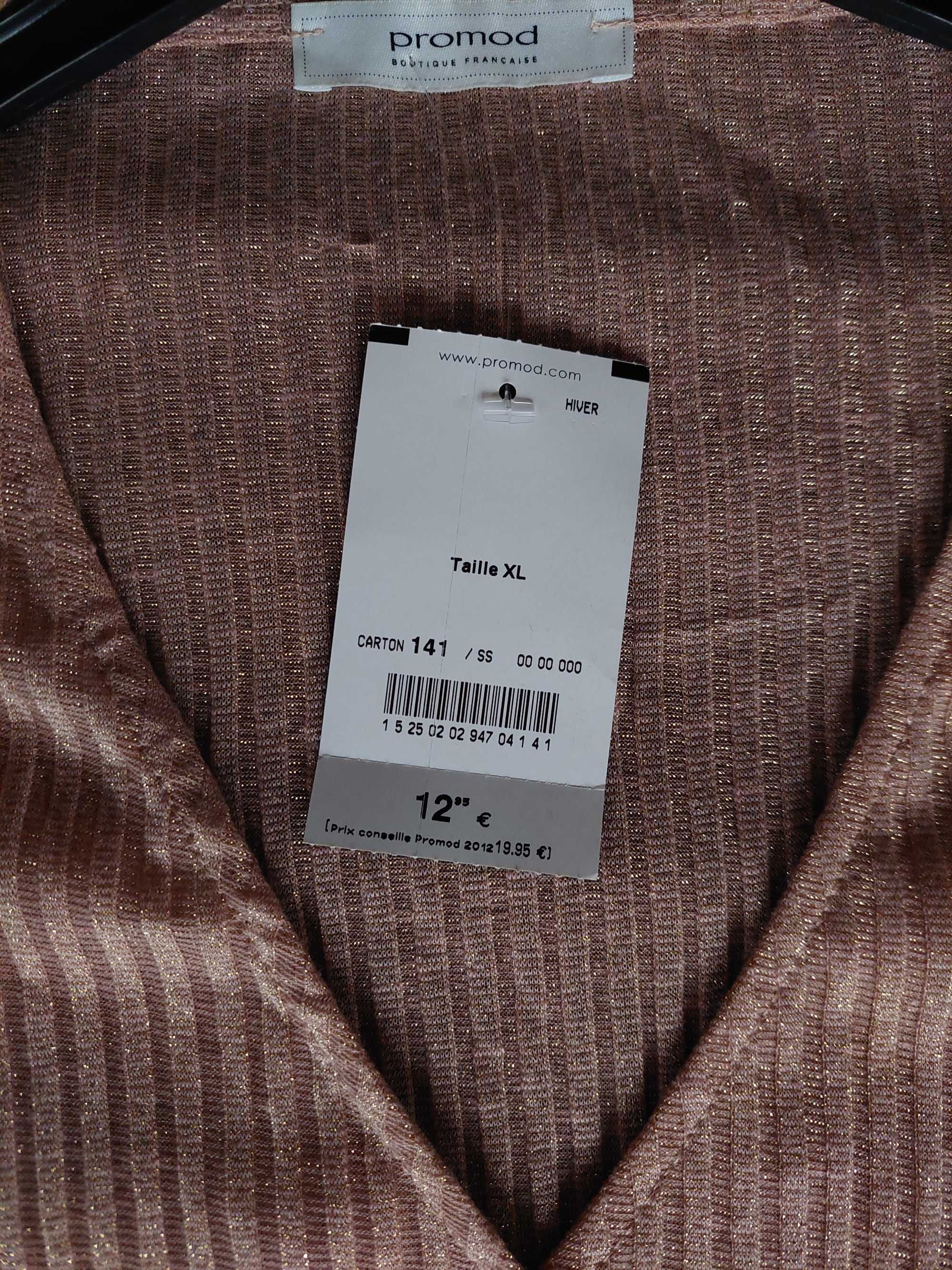 Sweter cienki PROMOD rozm. XL kolor złoty. Nowy z metkami