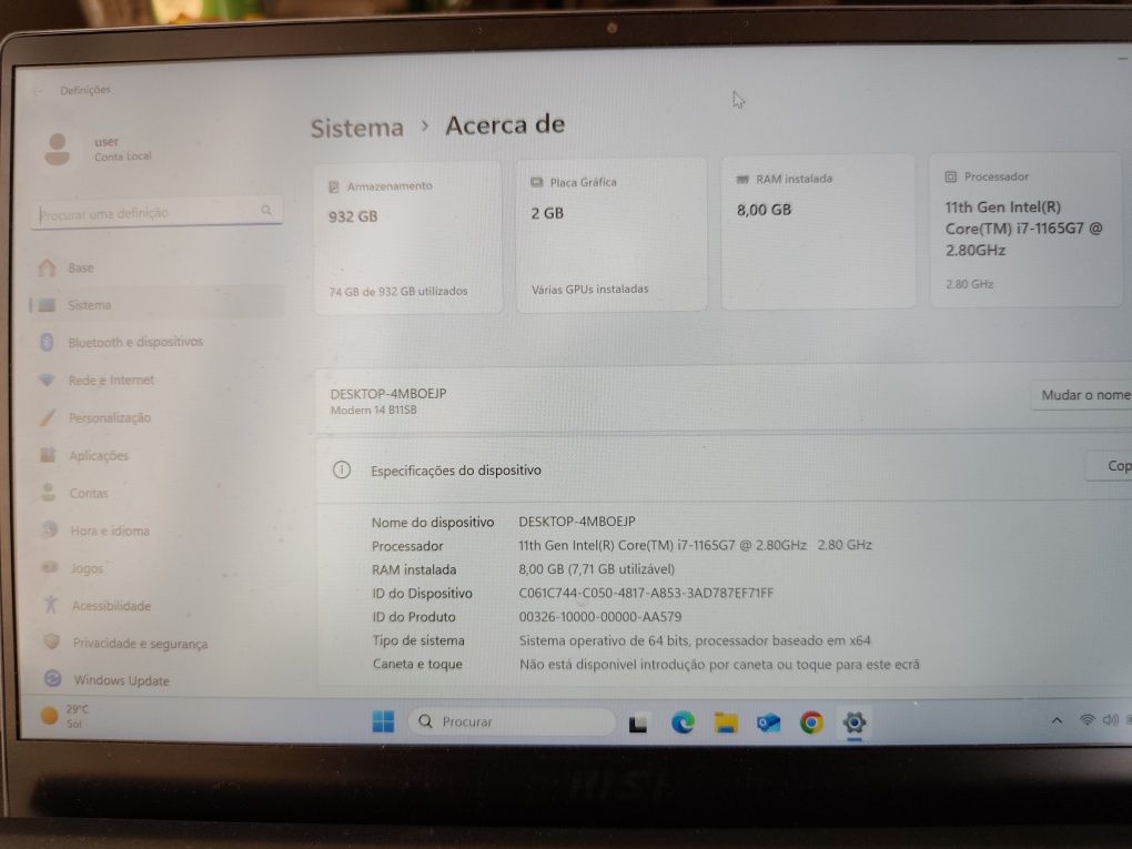 !!Para despachar!! Portatil MSI 14" i7 8GB 1TB Espetacular