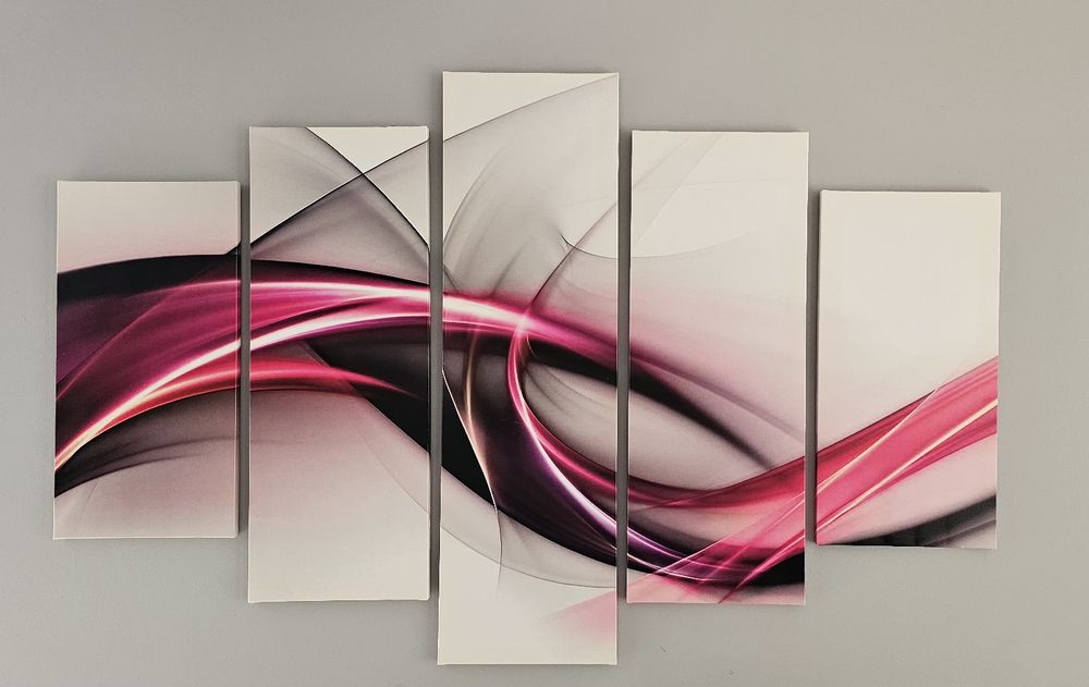 Obraz abstrakcja, czerwono-czarny, 5 elementów