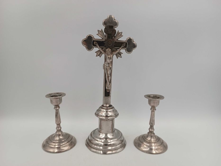 Stary komplet kolędowy z PRL zestaw lichtarzyki na kolędę krzyż