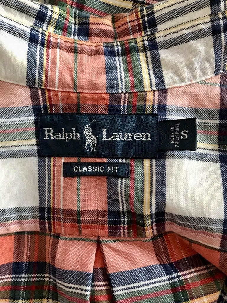 Ralph Lauren koszula męska S/M 
rozmiar:S/M
Kolor:pomarańczowy biel gr