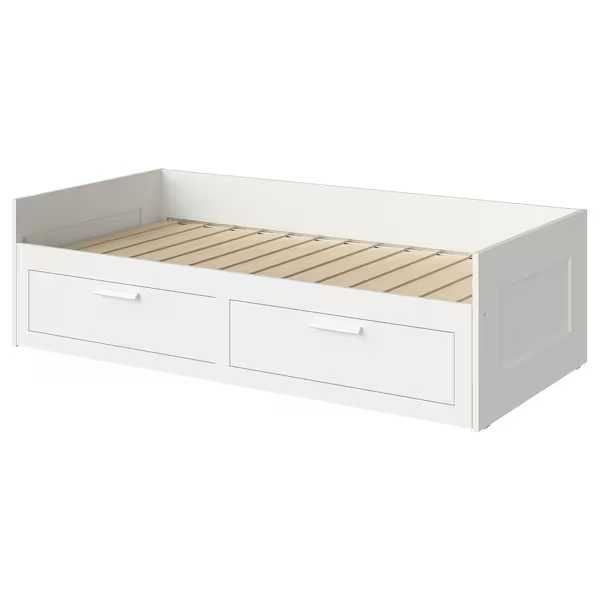 Łóżko IKEA BRIMNES Rama leżanki, 2 szuflady biały 80x200