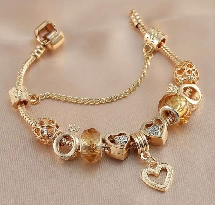Złota Bransoletka Modułowa Ala Pandora Charms Charmsy Z Charmsami