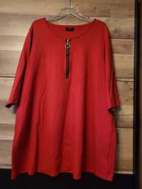 Czerwona sukienka tunika dresowa duża 48 50